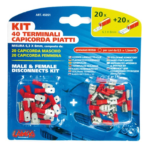 ΑΚΡΟΔΕΚΤΑΚΙΑ LAMPA ΑΡΣΕΝΙΚΑ-ΘΗΛΥΚΑ (20-20τμχ) 6.3x8mm ΚΟΚΚΙΝΑ