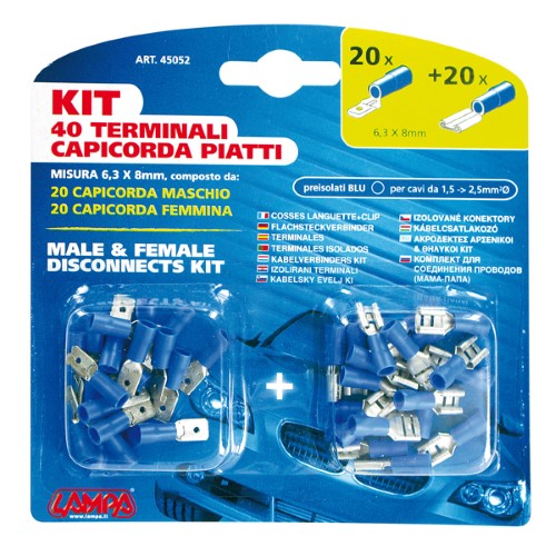 ΑΚΡΟΔΕΚΤΑΚΙΑ LAMPA ΑΡΣΕΝΙΚΑ-ΘΗΛΥΚΑ (20-20τμχ) 6.3x8mm ΜΠΛΕ