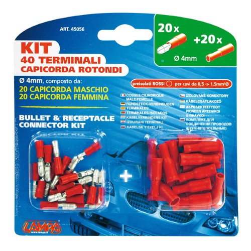 ΑΚΡΟΔΕΚΤΑΚΙΑ LAMPA BULLET ΑΡΣΕΝΙΚΑ-ΘΗΛΥΚΑ (20-20τμχ) Φ-4mm ΚΟΚΚΙΝΑ