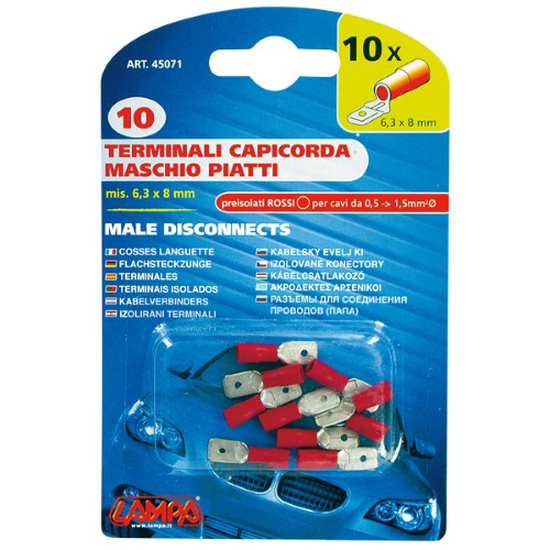 ΑΚΡΟΔΕΚΤΑΚΙΑ LAMPA ΑΡΣΕΝΙΚΑ 6.3x8mm 10τμχ ΚΟΚΚΙΝΑ