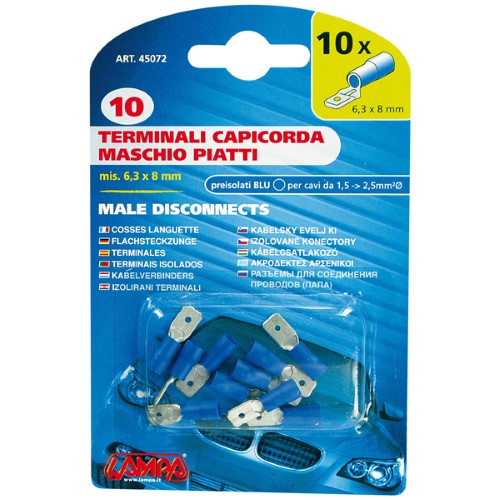 ΑΚΡΟΔΕΚΤΑΚΙΑ LAMPA ΑΡΣΕΝΙΚΑ 6.3x8mm 10τμχ ΜΠΛΕ
